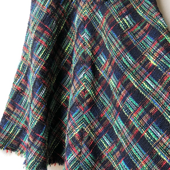 Zara Autumn Vintage Tweed Tartan Plaid High Waist Midi Skirt Size XS - Picture 6 of 15
